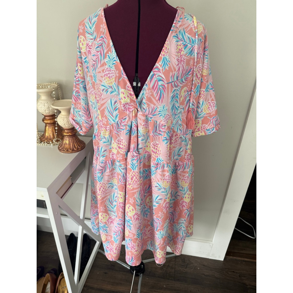Simply Southern Pink Tropical Pineapple Swim Coverup